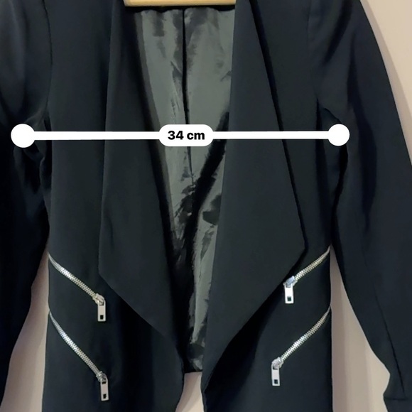Zara Black Zipper Blazer Women Size L - Picture 10 of 11
